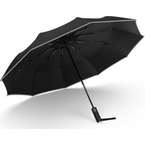 Windproof Automatic Umbrella Folding Parasol Strong Rain Umbrella Sun Umbrella Big Men Reflective Stripe Business Umbrellas