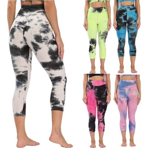 High Waist Yoga Pants Tummy Control Workout Leggings for Women 4 Way Stretch Butt Lift Pants Slimming Textured SAL99
