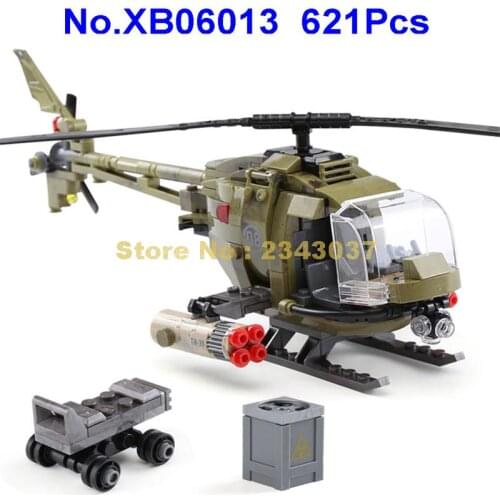 Xb06013 621pcs Military Series The Fighting Helicopter Set Building Blocks 3 Toy