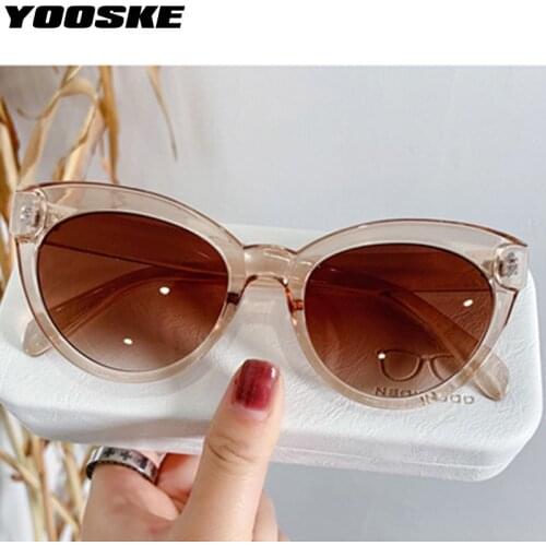 YOOSKE Sexy Cat Eye Sunglasses Women 2021 Fashion Gradient Pink Sun Glasses Ladies Vintage Eyewear Shades UV400 outdoor Mirror