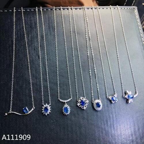 KJJEAXCMY boutique jewelry 925 sterling silver inlaid Natural sapphire necklace Womens pendant supports inspection high quality