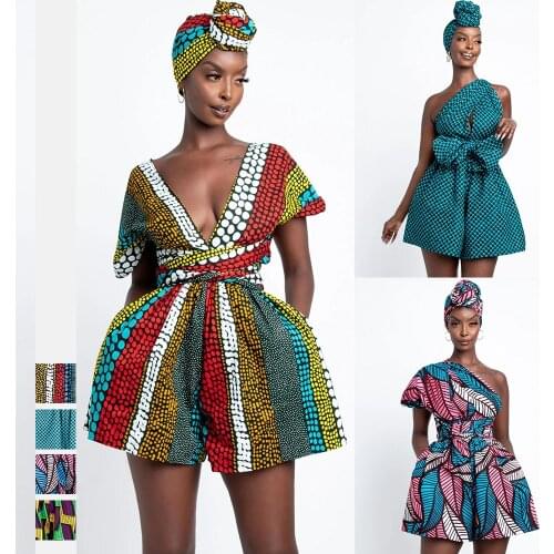 Women African Clothing Indian Dashiki Retro Print Jumpsuit Mini Skirt Shorts Party Clothes Fashion Ankara Kanga Vintage Vestidos