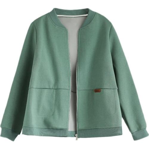 Ladies Short Jacket Spring Autumn 2021 New Loose Zipper Cardigan Sweater Middle-Aged Mother Casual Baseball Uniform Female Coat