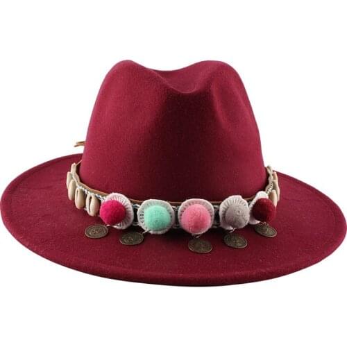 Ladies wool retro fedora hat plain weave autumn and winter elegant fashion flat felt hat