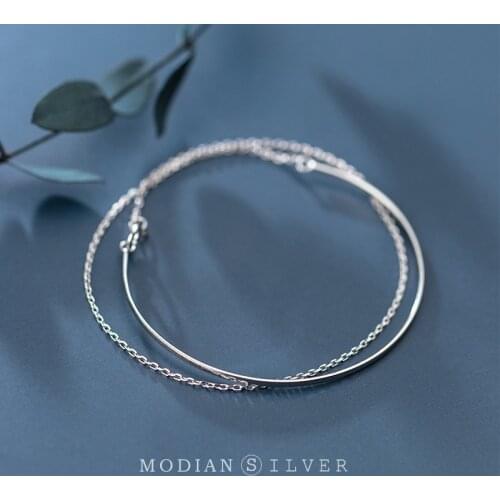 Modian Authentic 925 Sterling Silver Bracelet for Women Gift Fashion Geometric Line Chain Bracelet Fine Jewelry Accessories