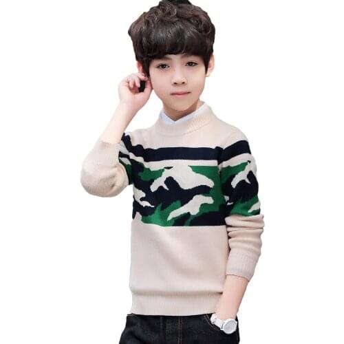 Winter childrens Sweater Boys knitting O-Neck pullover Sweater Kids clothes winter Keep warm Cotton products clothing