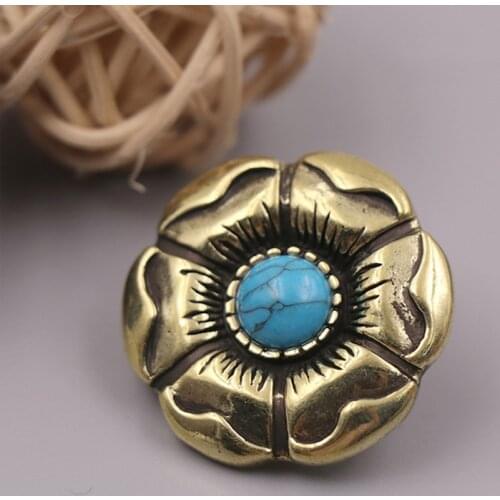 1 X Retro Brass Flower Conchos Screwback Classical Fashion Style Design Leather Bag Wallet Chain Button Rivet Studs