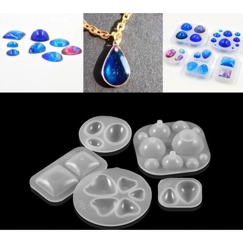 1 Pcs Hemispherical Oval Silicone Molds Waterdrop Heart Square Epoxy Resin Mold For DIY Pendant Jewelry Making Handmade Crafts