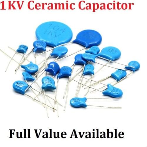20PCS 1KV 82PF 820/100PF 101/150PF ceramic capacitor 151/470PF 471/560PF 561/102 1NF/222 2.2NF PF high voltage 1000V capacitance