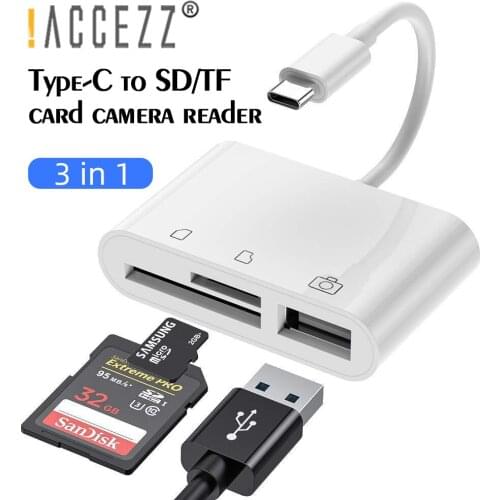 !ACCEZZ 3 in 1 USB C Card Reader OTG Adapter For U Disk Mouse Keyboard Mouse TF/Mirco SD Card Adapter Smart Memory Card Reader
