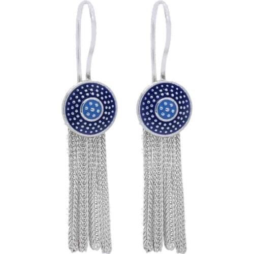 Mardin Mat Silver Ladies Blue Earrings 925 Sterling Vernacular Charms