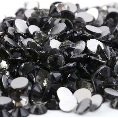 Black Diamond Nail Art Decorations ss3 ss4 ss5 ss6 ss8 ss10 ss12 ss16 ss20 ss30 ss34 Crystal Nails Non HotFix Rhinestones