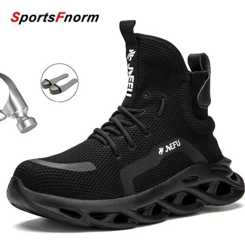 Men And Women Steel Toe Cap Safety Boots Mens Outdoor Non-slip Anti-static Work Boots Lightweight sports Man Breathable Shoes