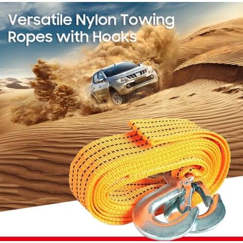 3 4 Meters Car Tow Cable Heavy Duty Tow Rope Nylon Tow Rope Versatile Towing Ropes Tow Strap Towrope Car Tow Rope with Hooks