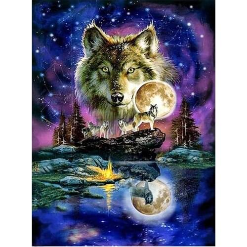 DIY Diamond Painting Wolf Scenery Full Drill Rhinestone cross stitch kits handmade embroider Crafts love gift