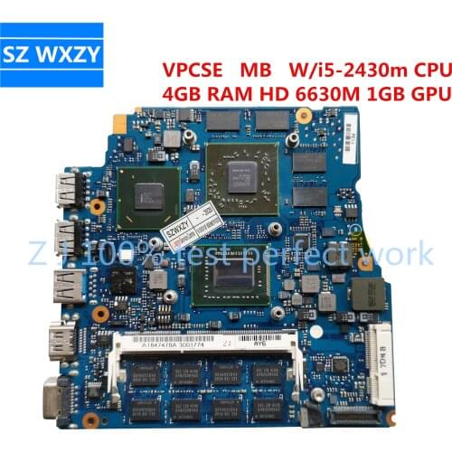 For SONY VPCSE Laptop Motherboard HM67 i5-2430m CPU 4GB RAM HD 6630M 1GB GPU A1847478A V0B0_MP_HDI_MB MBX-237 1P-0117200-A012