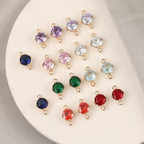 HAOSAW 6Pcs 7*12MM Jewelry Accessories/Connector/CZ Charms/DIY Making/Hand Made/Round Shape/Jewelry Findings & Components