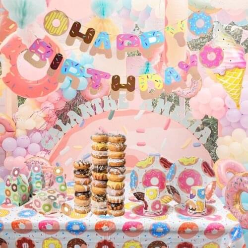 Balloons Donut Birthday Party Decoration Ice Cream Pizza Dessert Doughnut Ballon Wedding Birthday Baby Shower Decorations