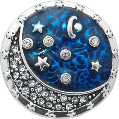 Fashion beauty Elegant Round Moon& Stars Planet 20MM metal snap buttons charms fit DIY 18mm snap jewelry wholesale kz3313