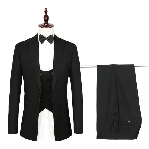 Mens suit Wedding Dress Suit Three-piece Male Formal Business Casual Suits custom size/color suit(Jacket+vest+pants)