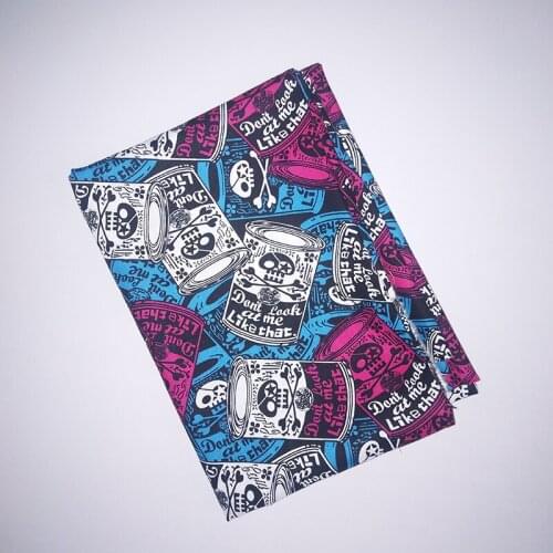 New Skull Fabric Cotton Fabric Bottom Cotton Fabric Cool Canned Skull Printed Sewing Material Diy Home Patchwork Dress Clothing
