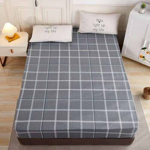 [New product] 1pcs 100%Cotton Printed Fitted Sheet Mattress Cover Four Corners With Elastic Band Bed Sheet