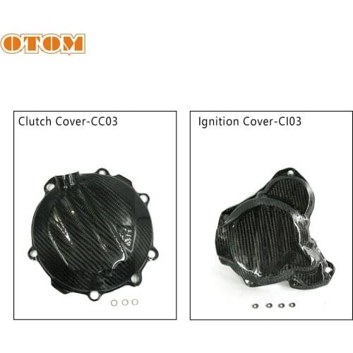 OTOM Motocross Parts Engine Cover Clutch Stator Magneto Ignition Protection Shell Real Carbon Fiber Dirt Bike Spare For KTM EXC