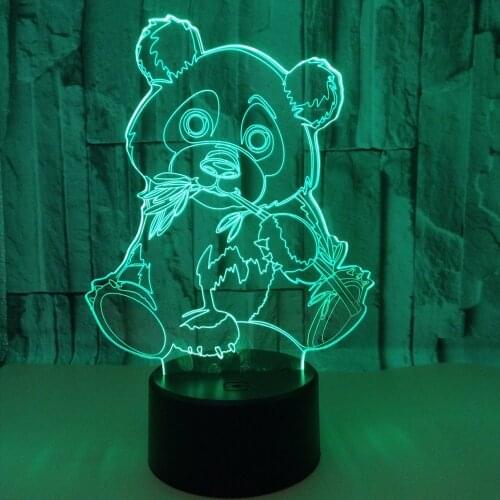 Panda Bear 3D Illusion Lamps, Elstey 7 Color Changing Touch Table Desk LED Night Light Great Gifts for Kids