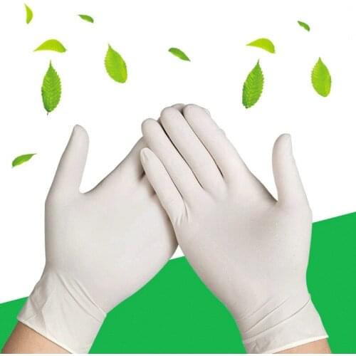 Plastic Gloves Disposable Food Gloves Strong Stretch Rubber Gloves Family Waterproof Thickened Milk White Food Gloves 50Pairs