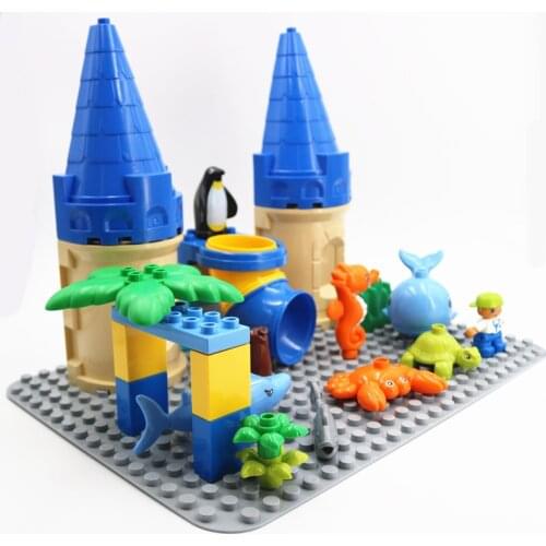 Undersea Castle Adventure Sharks Sea Animals Blocks Bricks Compatible with Big Size Toy Parts Toys for Christmas