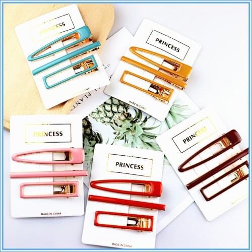 Resin Geometric Long Hair Clips Candy Waterdrop Rectangle Long Short Duckbill Clip Hairpins For Women Hair Accessories Drop Ship