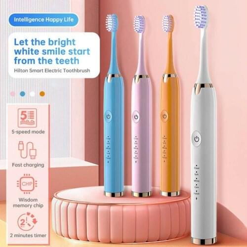 Sonic Ultrasonic Sonic Electric Toothbrush USB Rechargeable Tooth Brush Adult Electronic Washable Whitening Teeth Brush Newest