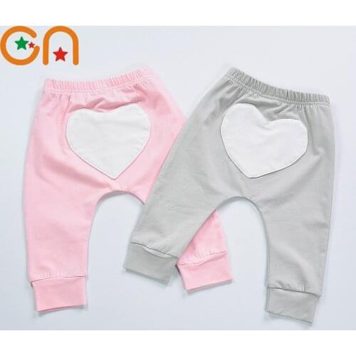Cute Toddler Baby Harem pants Boy Girl Infant Heart pattern Cotton Pants kids Leggings Childrens clothes Trousers 0-2 years CN
