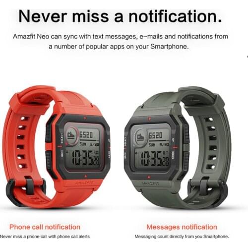 Amazfit Neo Smart Watch 28 Days Battery Life Bluetooth Smartwatch 3 Sports Modes 5ATM Pai Health Assistant For Android IOS Phone