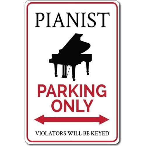 Cartel de estano de estacionamiento de pianista, senal de estacionamiento de pianista, regalo para musica de pianista