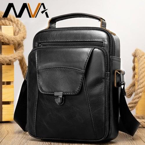 MVA Genuine Leather Crossbody Bag Men Causal Business Leather Men Messenger Bag Fashion Zipper Man Shoulder Handbags Flap 7329