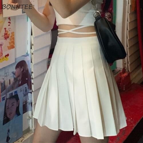 Skirts Women High Waist Solid Large Size Zipper Simple Street Style All-match Students Summer Basic A-line Fashion Ulzzang Soft