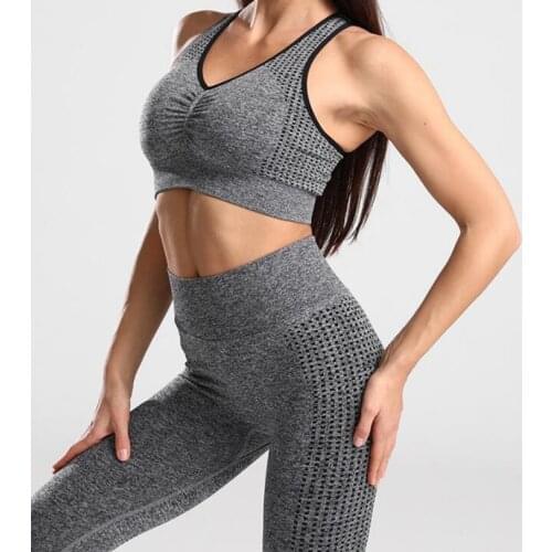 2021 2PCS Seamless Sports Suits Womens Yoga Sets Female High Waist GYM Fitness Push Up Pants Sportswear Workout Bra+Leggings