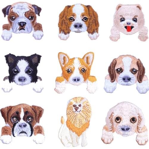 1 pcs cute dog cat embroidered patches for clothes kids backpack decor small patches clothing applications cartoon Tiger stripes