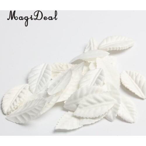 100Pcs/lot Artificial Silk Rose Flower Leaves White Fake Fall Leaf For Art Scrapbooking Wedding Party Decoration Craft