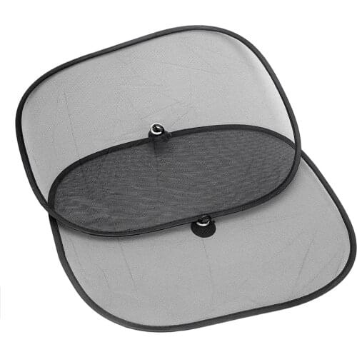 2Pcs For Front Side and Rear Window UV Mesh Sun Shades Black Interior Accessories Sucker Sunshade Blocker Car Curtains 44*36cm