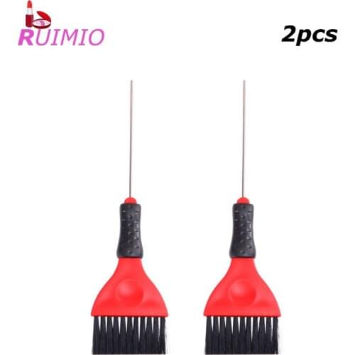 2PCS Stainless Steel Pin Tail Hair Coloring Brush Professional Hair Dye Applicator Hair Tint Brush with Needle