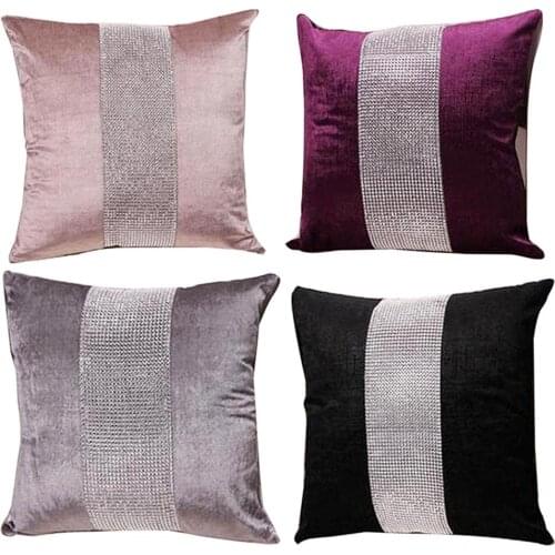 45X45cm Luxury Velvet Fabric Diamond Pillow Cover Rhinestone Pillowcases Pillow Decorative Throw Pillow Case
