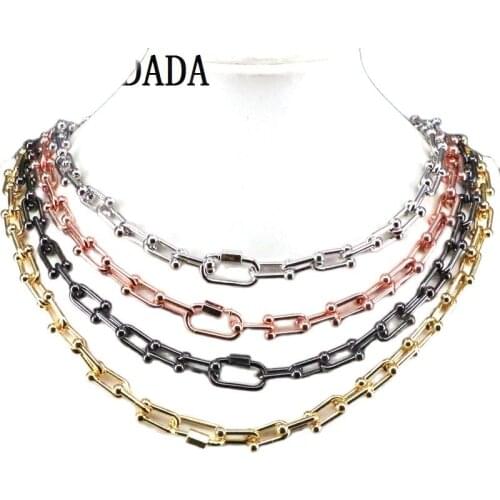 5Pcs 2021 New Trendy Punk Metallic Geometric U Shaped Chain Buckle Necklaces for Women and Men Jewellery