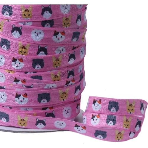 50 yards/lot) Flora Ribbons 5/8" animal printed cartoon character foe fold over elastic ribbon for kids DIY