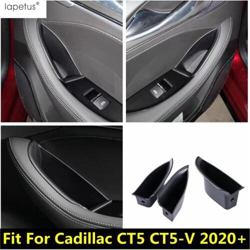 Lapetus Car Door Handle Storage Bag Organizer Box Phone Holder Cover Trim Plastic Accessories For Cadillac CT5 CT5-V 2020 2021