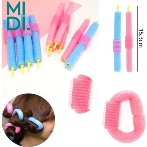 12pcs/pack Sponge Hair Curler Soft DIY Self-Adhesive Hairdressing Home Use Hair Bendy Hair Rollers Women Travel Beauty Hair Tool