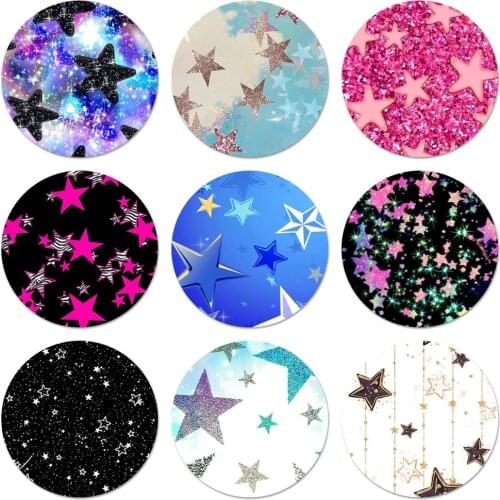 Glitter Stars Icons Pins Badge Decoration Brooches Metal Badges For Clothes Backpack Decoration 58mm