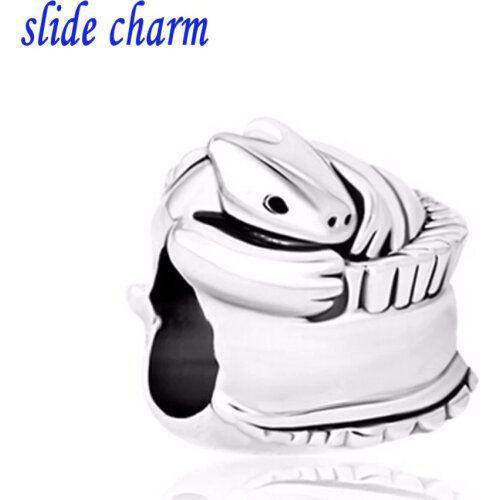 Slide charm Free shipping black and white pet rat animal charm beads fit Pandora bracelet