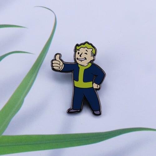 Fallout skull thumbs-up pip boy Enamel pin creative Halloween gift horror art brooch jewelry jackets backpack accessory badge